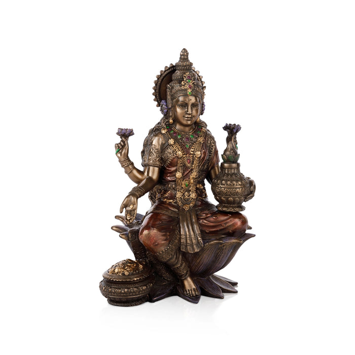 Lakshmi Idol Sitting On Lotus - 7 x 4 Inches | Resin Statue/ Laxmi Idol/ Lakshmi Murti for Pooja