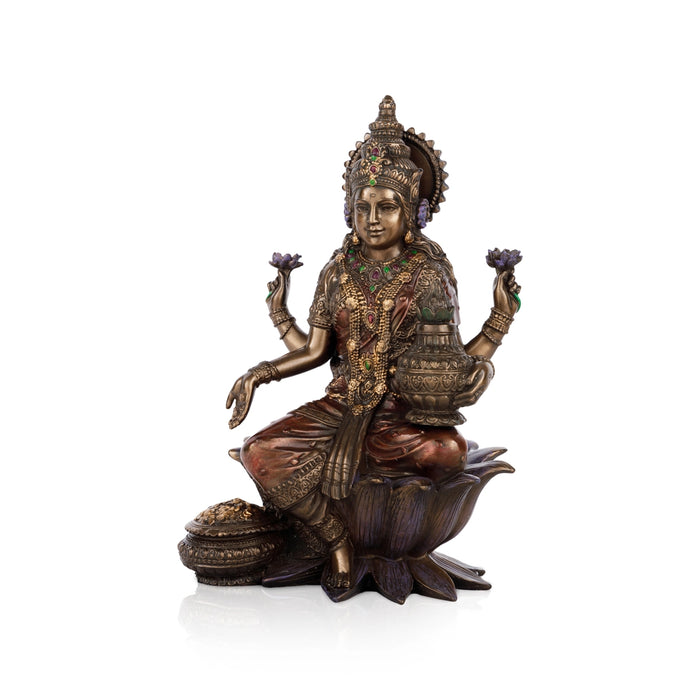 Lakshmi Idol Sitting On Lotus - 7 x 4 Inches | Resin Statue/ Laxmi Idol/ Lakshmi Murti for Pooja