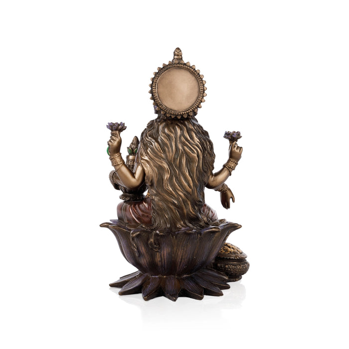 Lakshmi Idol Sitting On Lotus - 7 x 4 Inches | Resin Statue/ Laxmi Idol/ Lakshmi Murti for Pooja