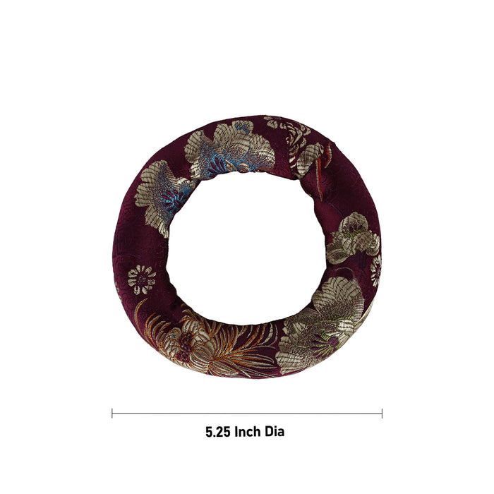 Singing Bowl Cushion Stand - 5.25 Inches | Jari Singing Bowl Pillow/ Ring Shape Bowl Cushion Pillow For Home - Pooja Thali Accessories