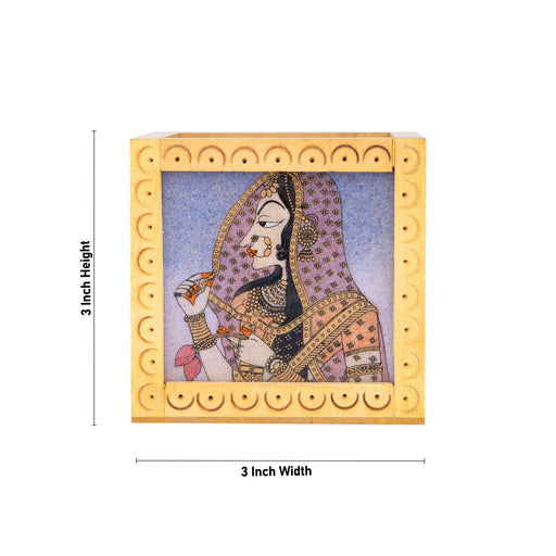 Wooden Pen Stand - 3 x 3 Inches | Gem Stone Pen Holder for Desk - Table Stand Accessories