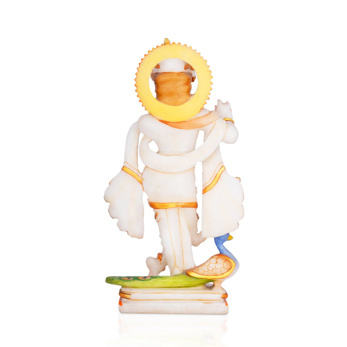 Lord Krishna Standing On Base Murti - 10 x 5 Inches | Painting Marble Idol / Krishna statue / Decor For Home & Pooja - Stone Murties
