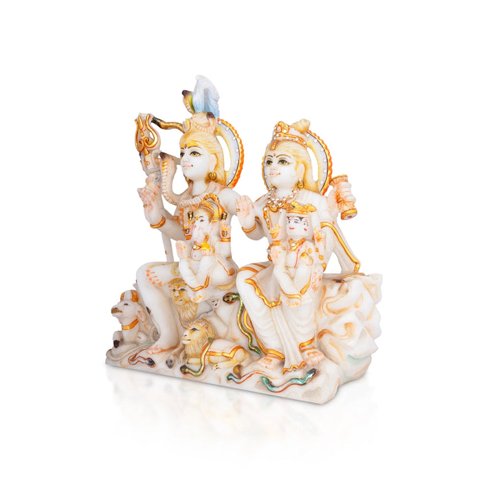 Lord Shiva Family Murti-10 x 9 Inches | Painting Marble Idol/ Shivan Family Idol / Shiva Family Statue for Pooja - Stone Murties