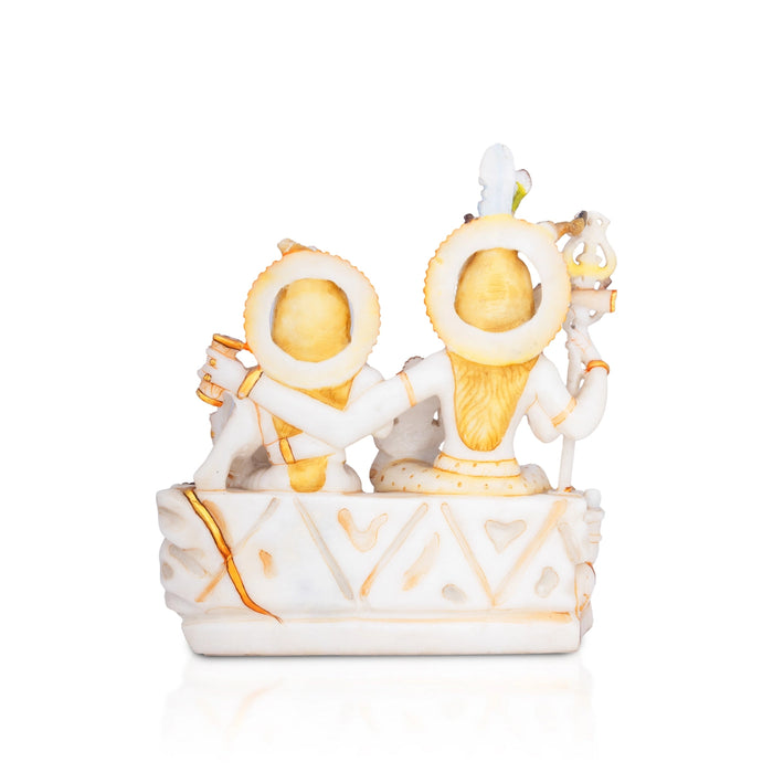 Lord Shiva Family Murti-10 x 9 Inches | Painting Marble Idol/ Shivan Family Idol / Shiva Family Statue for Pooja - Stone Murties