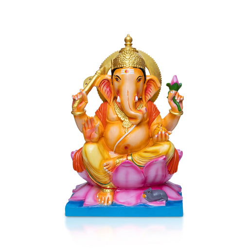 Ganesha Murti- 12 x 8 Inches | Painting Marble Idol/ Ganapathi Statue/ Vinayagar statue Decor for Home & Pooja - Stone Murties