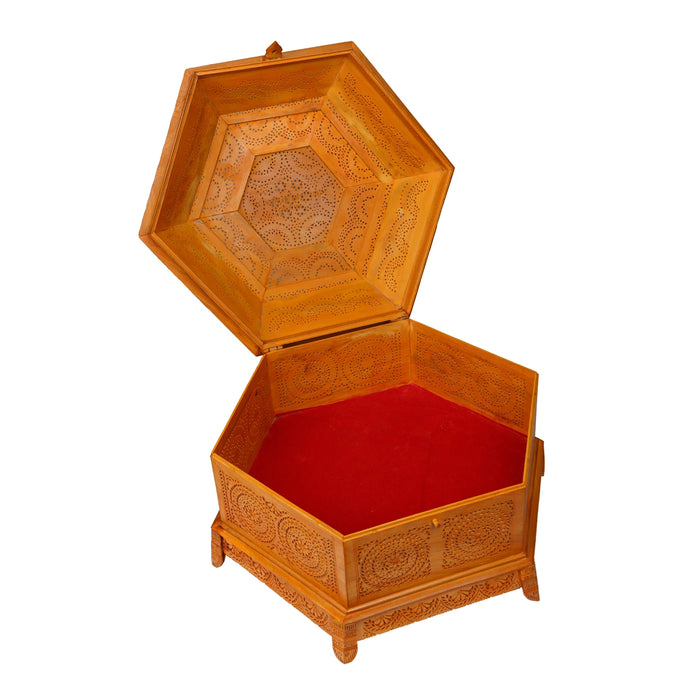 Wooden Box - Hexagon | Wooden Jewel Box/ Jali Box/ Jewelry Box for Women - Handicraft Items