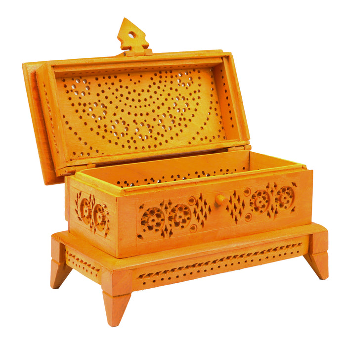 Wooden Box - 4 x 6 Inches | Jewel Box/ Jali Box/ Wooden Storage Box for Home