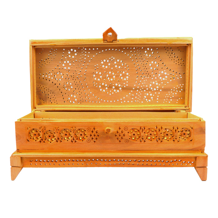 Wooden Box - 4 x 9 Inches | Jewel Box/ Jali Box/ Wooden Storage Box for Home