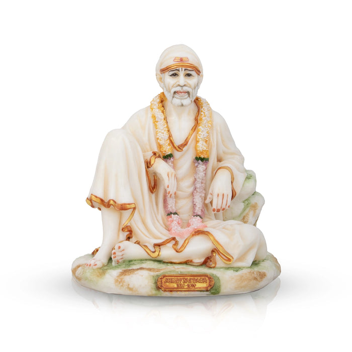 Saibaba Statue - 6.5 x 5.5 Inches | Resin Statue/ Sai Baba Vigraham for Pooja/ 1.205 Kgs Approx