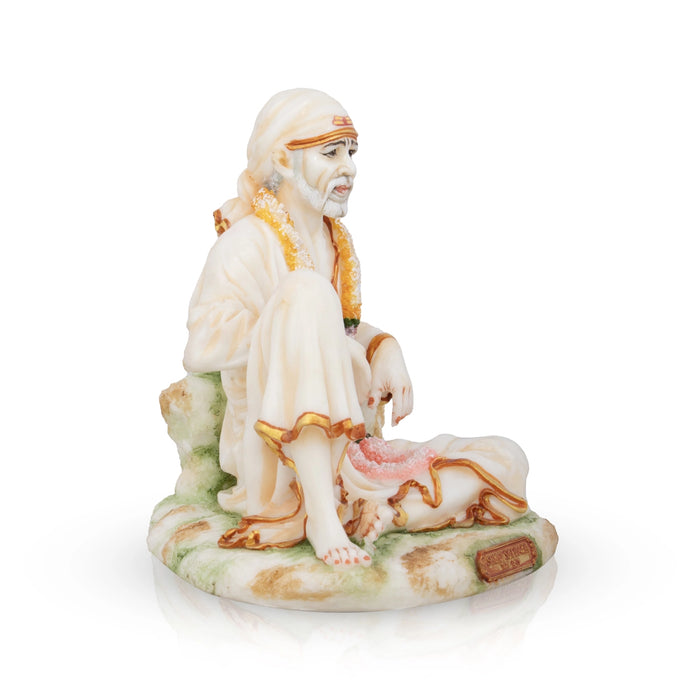 Saibaba Statue - 6.5 x 5.5 Inches | Resin Statue/ Sai Baba Vigraham for Pooja/ 1.205 Kgs Approx