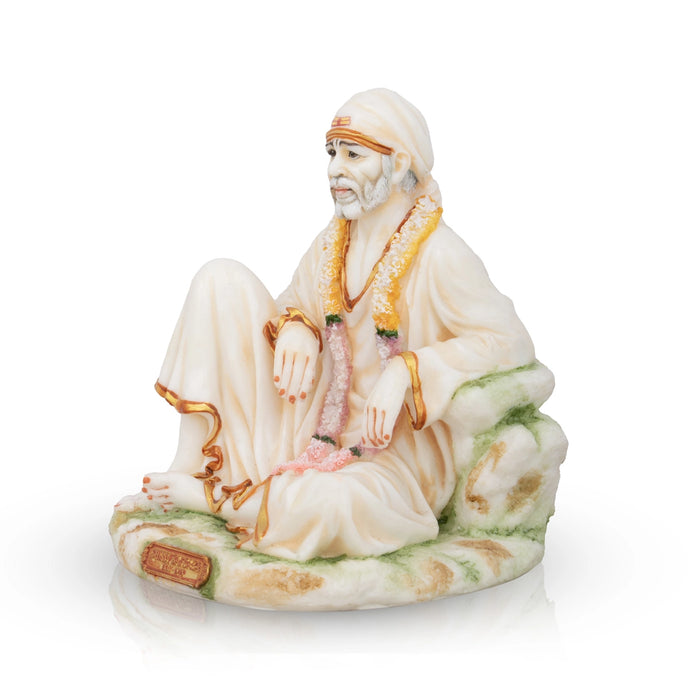 Saibaba Statue - 6.5 x 5.5 Inches | Resin Statue/ Sai Baba Vigraham for Pooja/ 1.205 Kgs Approx