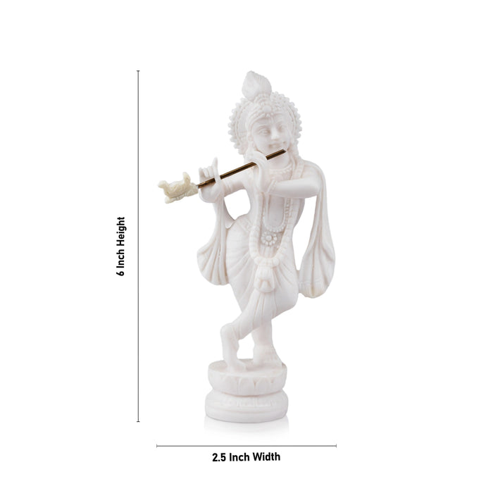 Krishna Murti - 6 x 2.5 Inches | Resin Statue/ Standing Krishna Statue/ Krishna Idol for Pooja - Fibre Murties