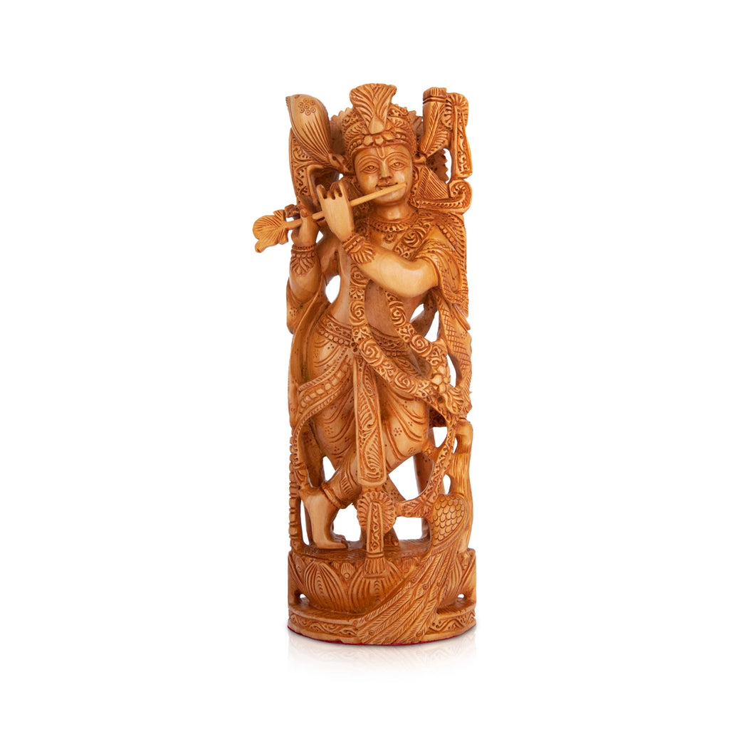 Krishna Murti - 12 x 4 Inches | Wooden Statue/ Krishna Statue/ Krishna Idol for Pooja