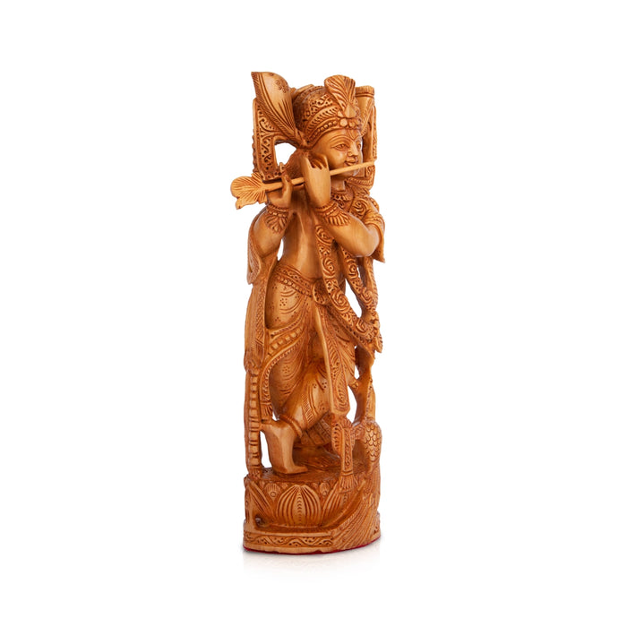 Krishna Murti - 12 x 4 Inches | Wooden Statue/ Krishna Statue/ Krishna Idol for Pooja