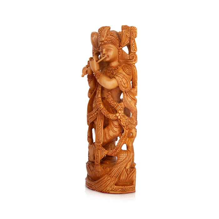 Krishna Murti - 12 x 4 Inches | Wooden Statue/ Krishna Statue/ Krishna Idol for Pooja