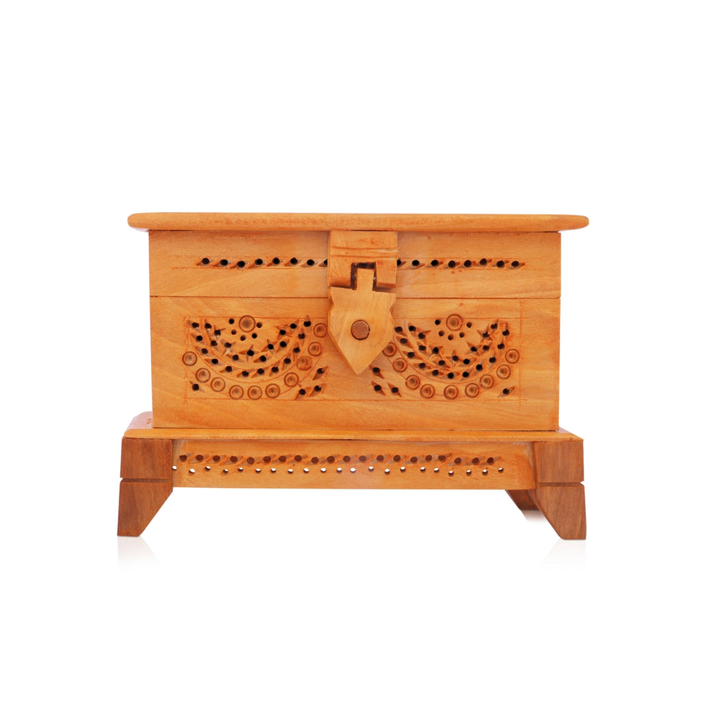 Wooden Box - 3 x 5 Inches | Jali Design Wooden Jewelry Box/ Wooden Storage Box for Home