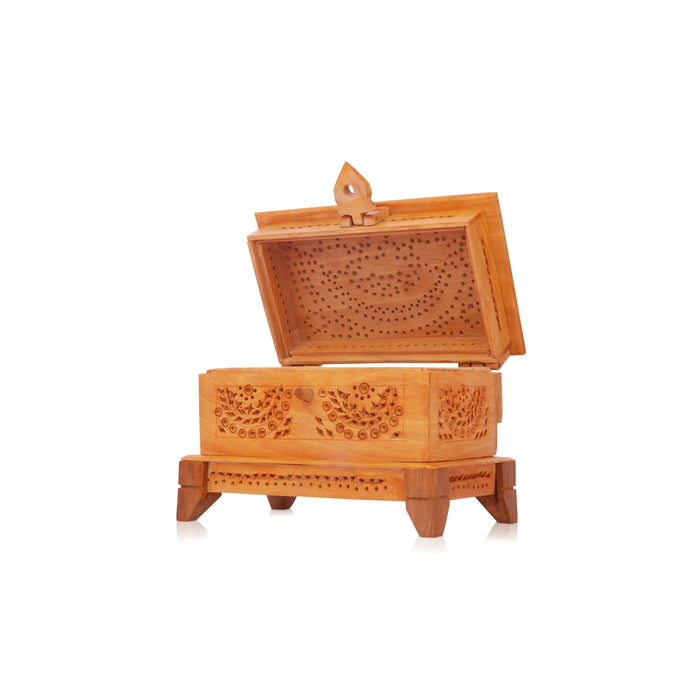 Wooden Box - 3 x 5 Inches | Jali Design Wooden Jewelry Box/ Wooden Storage Box for Home