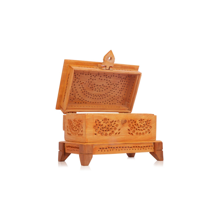 Wooden Box - 3 x 5 Inches | Jali Design Wooden Jewelry Box/ Wooden Storage Box for Home