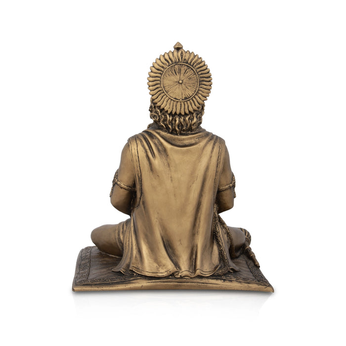 Anjaneya Statue - 7 x 6 Inches | Resin Statue/ Brass Polish Hanuman Statue for Pooja/ 1.485 Kgs Approx - Fibre Murties