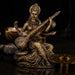 Saraswati Murti - 6 x 4 Inches | Resin Statue/ Brass Polish Saraswati Idol for Pooja/ 445 Gms Approx - Fibre Murties