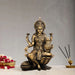 Lakshmi Idol - 7 x 5 Inches | Resin Statue/ Brass Polish Lakshmi Murti for Pooja/ 600 Gms Approx - Fibre Murties