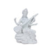 Saraswati Murti Sitting On Base - 6 X 5 Inches | Resin Statue/ White Colour Saraswathy Idol For Worship - Fibre Murties
