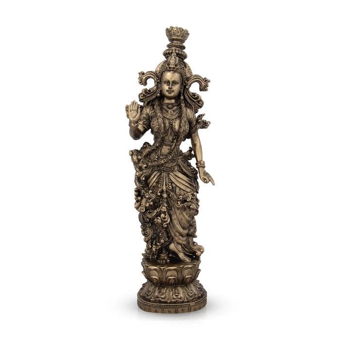Radha Krishna Statue Pair - 14 x 4.5 Inches | Resin Statue/ Brass Polish Radha Krishna Idol for Pooja/ 2.525 Kgs - Fibre Murties