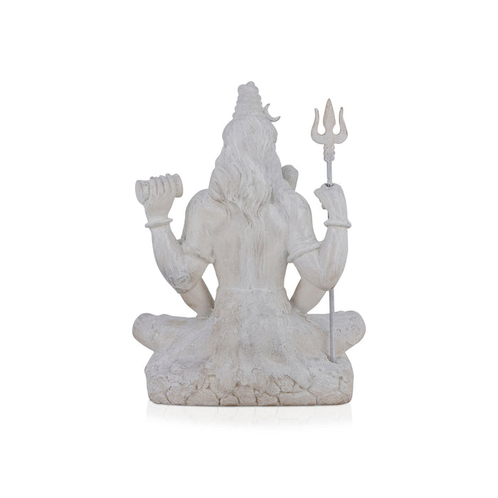 Shiva Statue Sitting On Base - 8 X 6 Inches | Resin Statue/ White Colour Shiv Statue For Home Decor And Pooja - Fibre Murties