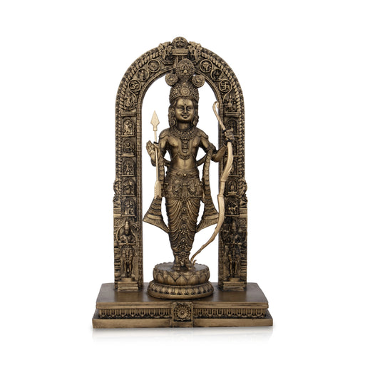 Ram Lala Idol - 9 x 5 Inches | Ram Lalla Murti/ Resin Statue/ Brass Polish Ram Lala Murti for Pooja/ 560 Gms - Fibre Murties