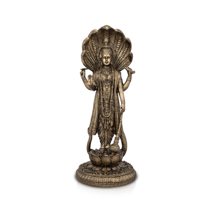 Vishnu Murti - 12 x 5 Inches | Resin Statue/ Brass Polish Vishnu Idol for Pooja/ 1.500 Kgs Approx - Fibre Murties