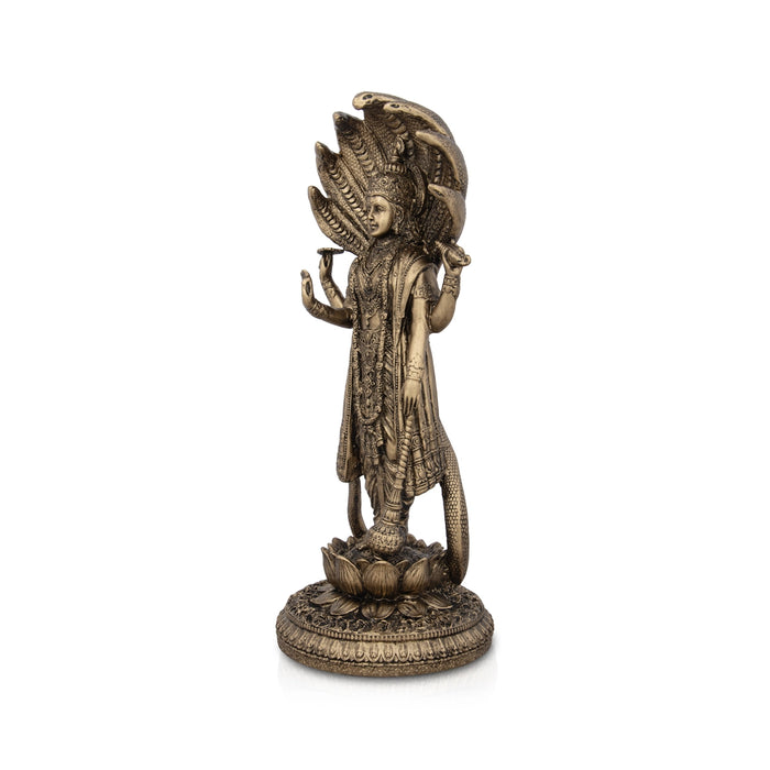 Vishnu Murti - 12 x 5 Inches | Resin Statue/ Brass Polish Vishnu Idol for Pooja/ 1.500 Kgs Approx - Fibre Murties