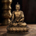Buddha Statue - 6 x 4 Inches | Resin Statue/ Buddha Idol/ Brass Polish Buddha Murti for Pooja/ 480 Gms Approx - Fibre Murties