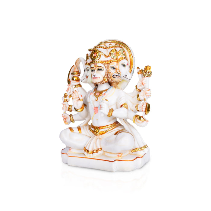 Five Face Hanuman Murti - 11 x 10 Inches | Painting Brass Statue / Anjaneyar Sculpture For Home Decor - Brass Murties