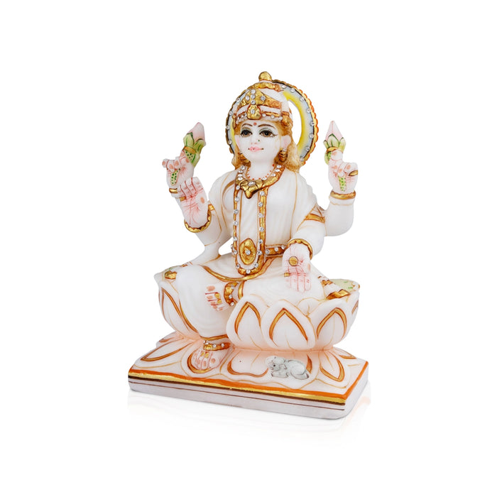 Lakshmi Idol - 8 x 5.5 Inches | Marble Murti/ Painted Lakshmi Murti for Pooja