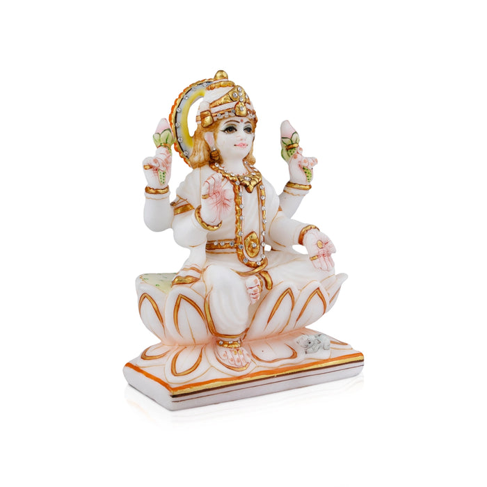 Lakshmi Idol - 8 x 5.5 Inches | Marble Murti/ Painted Lakshmi Murti for Pooja