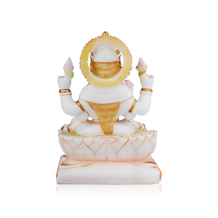 Lakshmi Idol - 8 x 5.5 Inches | Marble Murti/ Painted Lakshmi Murti for Pooja