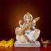 Saraswati Murti - 10 x 8 Inches | Marble Murti/ Saraswati Idol Sitting On Swan/ Painted Saraswati Statue for Pooja - Fibre Murties
