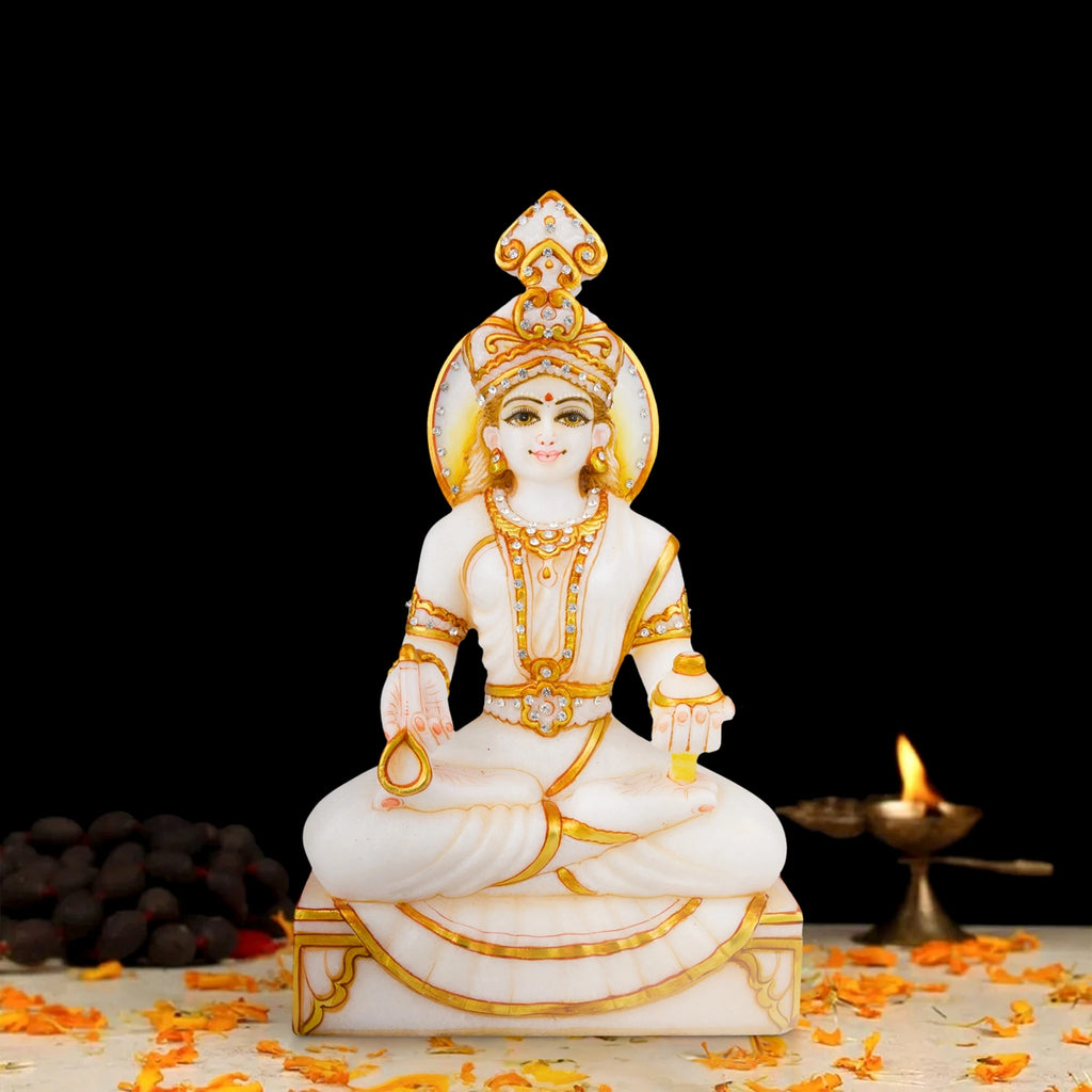 Annapoorani Statue - 10 x 6 Inches | Marble Murti/ Annapoorneshwari Statue/ Annapurneshwari Idol for Pooja