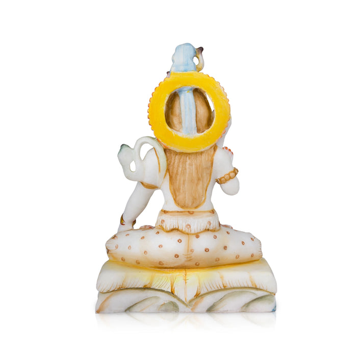 Painted Shivan Statue - 10 x 6 Inches | Sitting Shiva Idol/ Marble Murti for Pooja - Fibre Murties