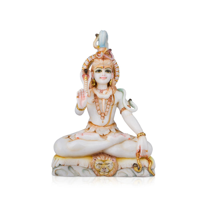 Shivan Statue - 12 x 8 Inches | Marble Murti/ Shiv Murti/ Painted Shivan Idol for Pooja - Fibre Murties