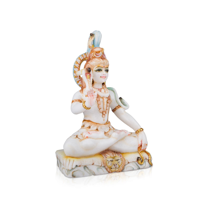 Shivan Statue - 12 x 8 Inches | Marble Murti/ Shiv Murti/ Painted Shivan Idol for Pooja - Fibre Murties