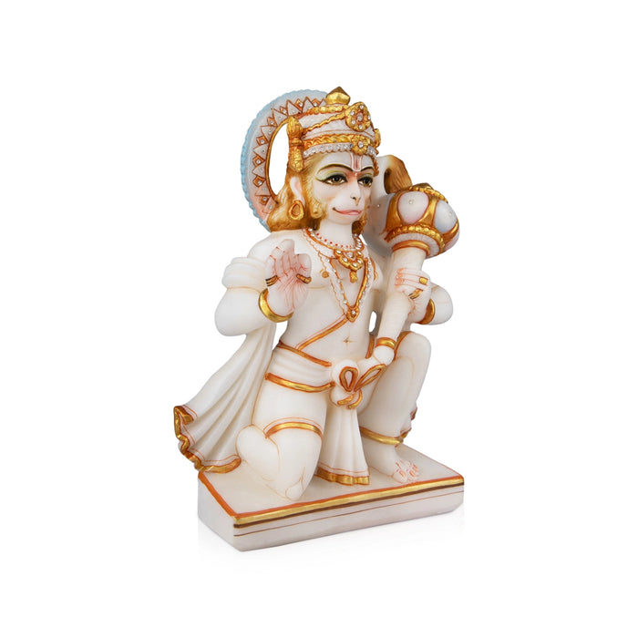 Anjaneya Statue - 12 x 9 Inches | Hanuman Statue/ Marble Murti/ Hanuman Murti for Pooja/ 5.765 Kgs