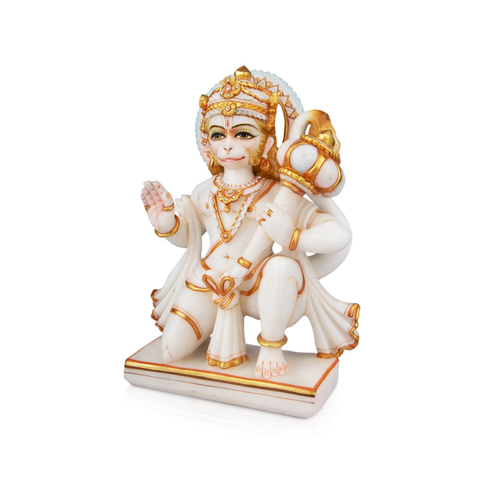 Anjaneya Statue - 12 x 9 Inches | Hanuman Statue/ Marble Murti/ Hanuman Murti for Pooja/ 5.765 Kgs