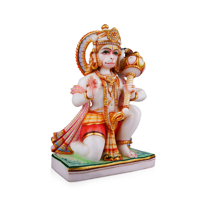 Anjaneya Statue - 15 x 10 Inches | Hanuman Statue/ Marble Murti/ Hanuman Murti for Pooja/ 11.500 Kgs