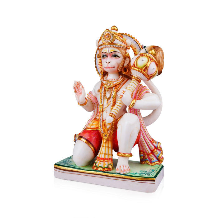 Anjaneya Statue - 15 x 10 Inches | Hanuman Statue/ Marble Murti/ Hanuman Murti for Pooja/ 11.500 Kgs