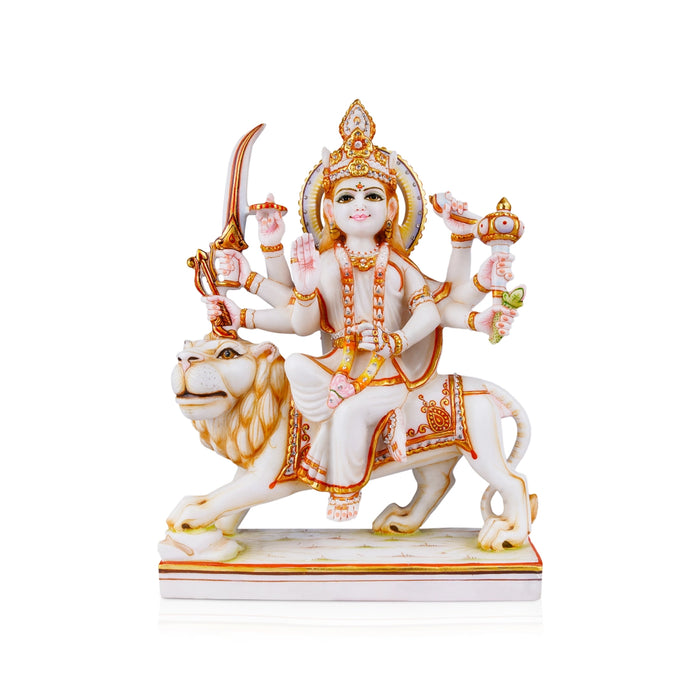 Durga Murti - 15 x 10 Inches | Marble Murti/ Durga Idol/ Painted Durga Statue for Pooja