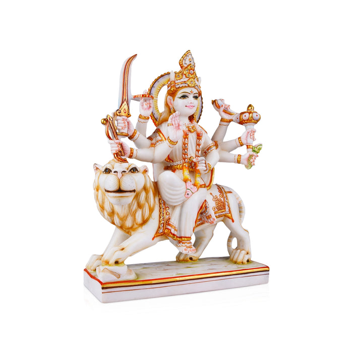 Durga Murti - 15 x 10 Inches | Marble Murti/ Durga Idol/ Painted Durga Statue for Pooja