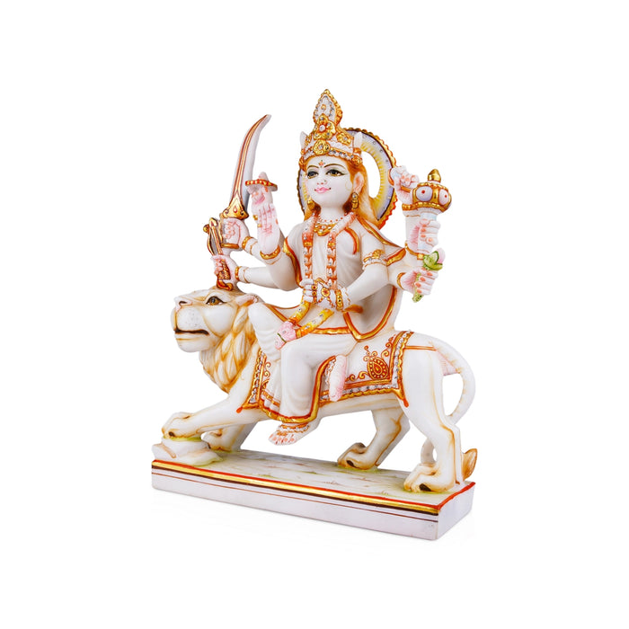 Durga Murti - 15 x 10 Inches | Marble Murti/ Durga Idol/ Painted Durga Statue for Pooja