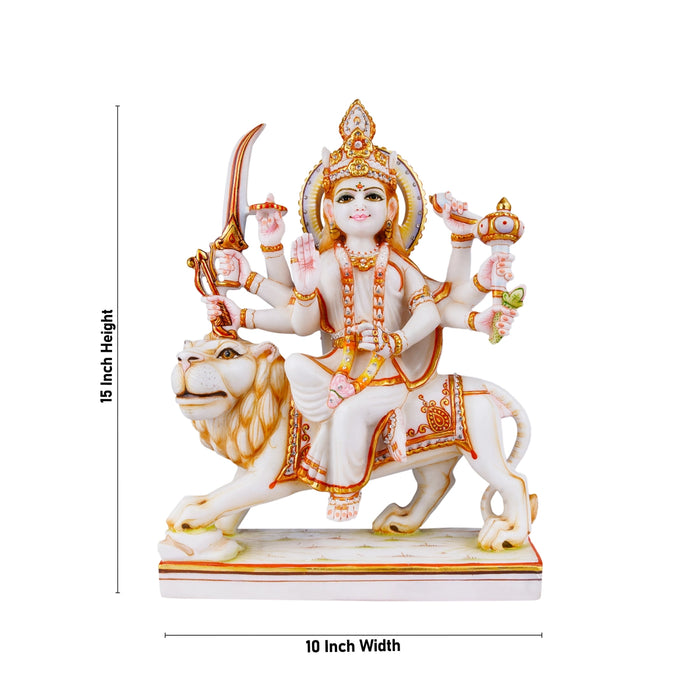 Durga Murti - 15 x 10 Inches | Marble Murti/ Durga Idol/ Painted Durga Statue for Pooja