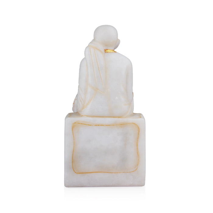 Saibaba Statue - 9 x 4.5 Inches | Marble Murti/ Painted Sai Baba Vigraham for Pooja